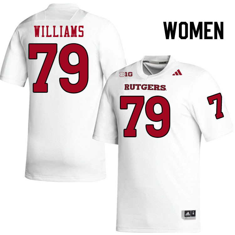 Women #79 Mozell Williams Rutgers Scarlet Knights 2024 College Football Jerseys Stitched-White